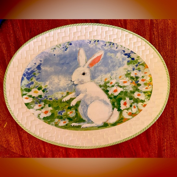 Certified International Easter Morning Oval Platter with Floral Design - Picture 1 of 5